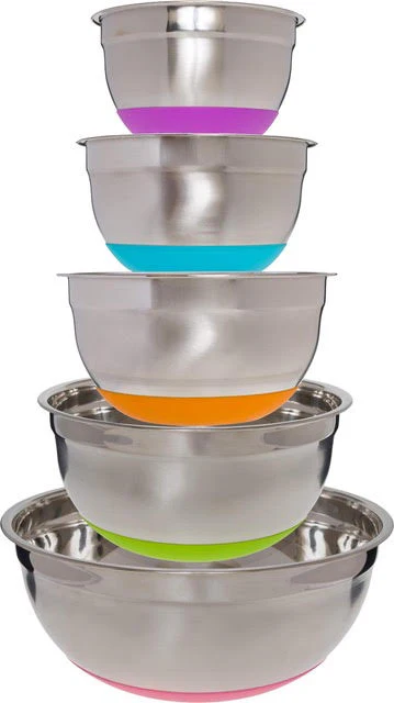Colorful Silicon Bottom 5pc Mixing Bowl Set